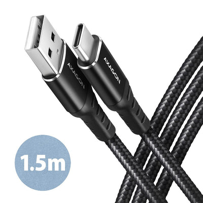 Axagon Cable HCM-AM15AB USB-C Zu Usb-a, 1,5M, USB 2.0, 3A, Geflochten - Black — image 1