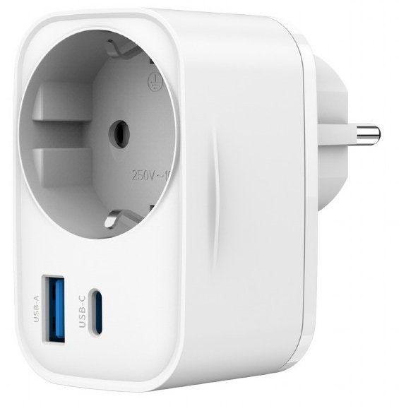 Gembird Fast Charger USB 2 Ports With Socket Ca Paso 20W White