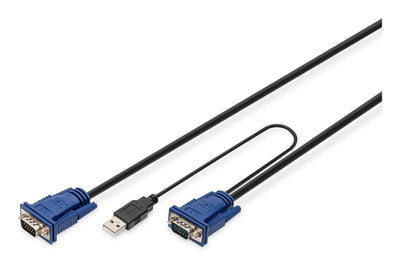 Digitus Cable KVM VGA Ps/2 USB HD DB15/M 2XMINIDIN6/M USB Tipoa/M HD DB15/M 5M — image 1