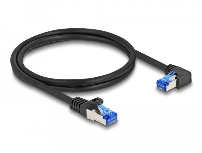 Delock 80222 Network Cable RJ45 CAT.6A S/FTP Recto / Acodado a Derecha 1M Black