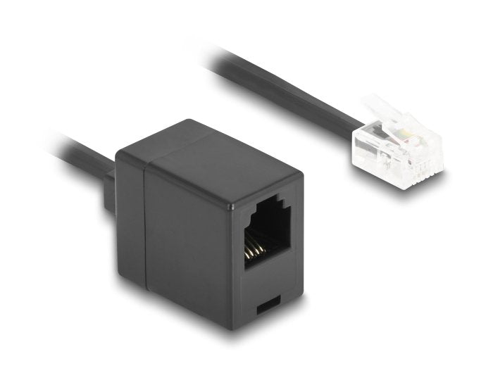 Delock Cable Telefónico Cable Espiral RJ11 Connector Male a RJ11 Connector Female Black 5M