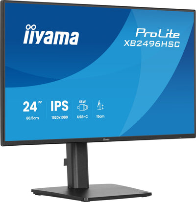 Iiyama Monitor Prolite XB2496HSC-B1, LED 24 Black Matte Fullhd, Ips, Hdmi, Dp, Usb-c, Concentrador Usb, Panel  — image 1