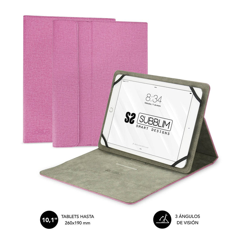 Subblim Case Universal Clever Stand Tablet Up To 10.1'/25.6CM Pink Material Outdoor Finish Cloth Indoor Aterci
