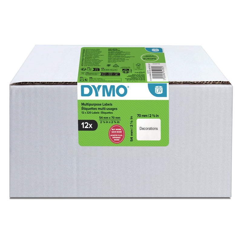 Dymo Labels Multiusos Labelwriter Genuine 54 X 70MM 12 Rolls 320 Labels Cada Uno 2234185