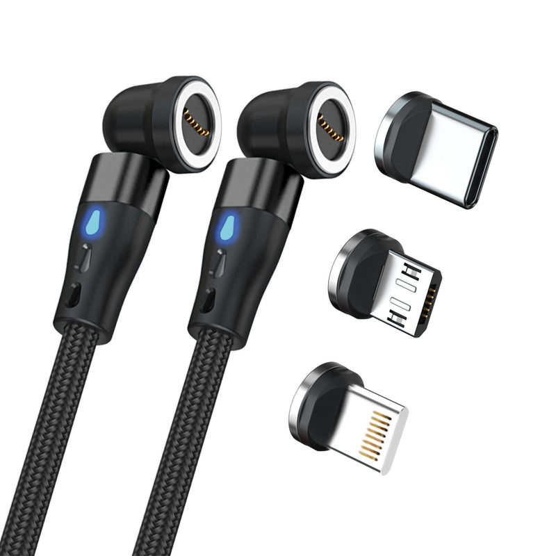Realpower Magnetic CABLE,1M,2X Magnetic Black With Adapte