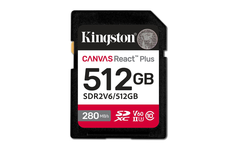 Kingston Sdxc 512GB Canvas React Plus Sdxc Uhs-ii 280R/100W U3 V60