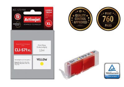 Activejet Ink ACC-571YNX (reemplazo Canon CLI-571Y XL - Supreme - 12ML - Yellow — image 1