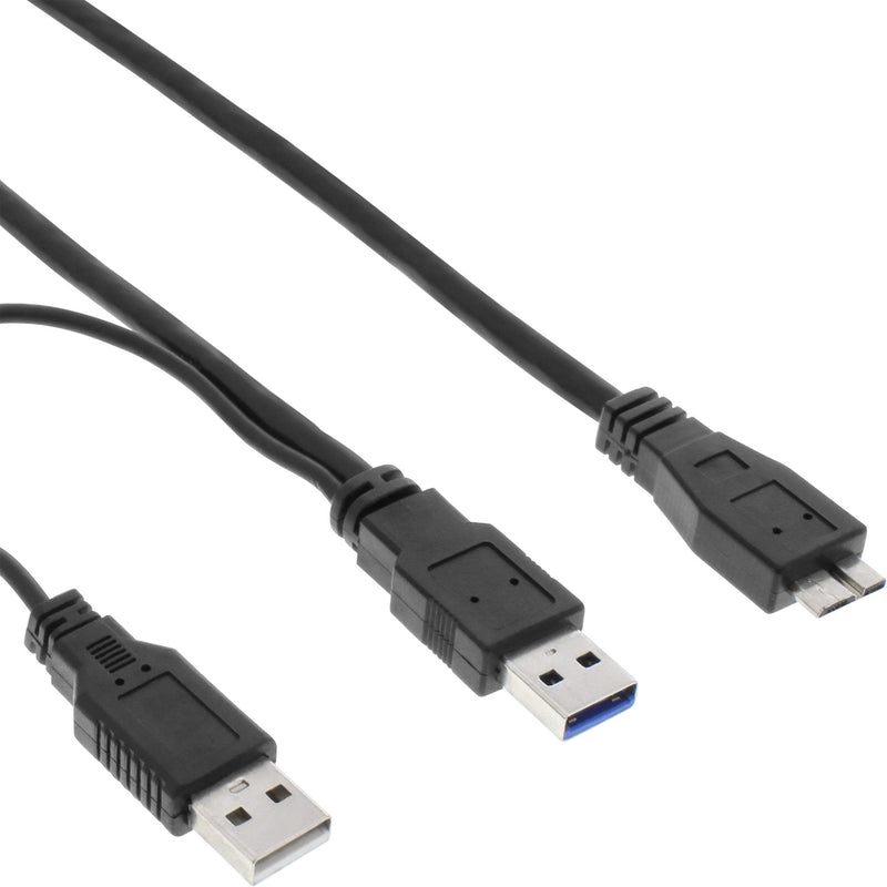 Inline USB 3.0 And -cable 2X Type a Male a Micro B Male Black 1,5M