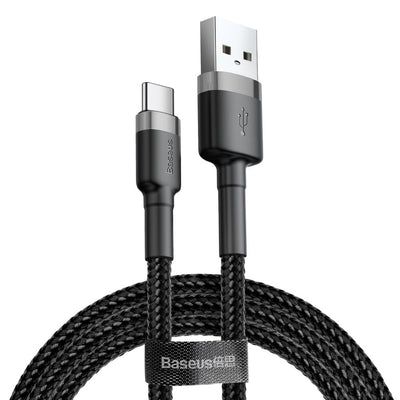 Baseus Cable Cafule CATKLF-CG1 USB 2.0 - USB Type C, 2M, Grey And Black — image 1