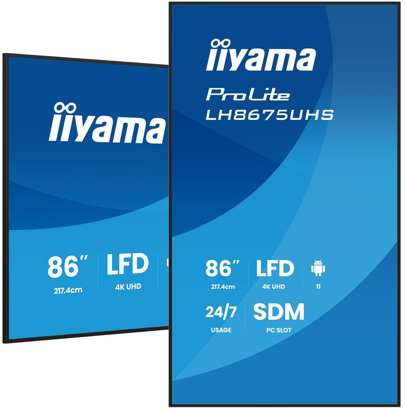 Iiyama LH8675UHS-B2AG Screen Plana Señalización Digital 2,17M (85.6) LCD Wi-Fi 500 Cd / M² 4K Ultra HD Black P