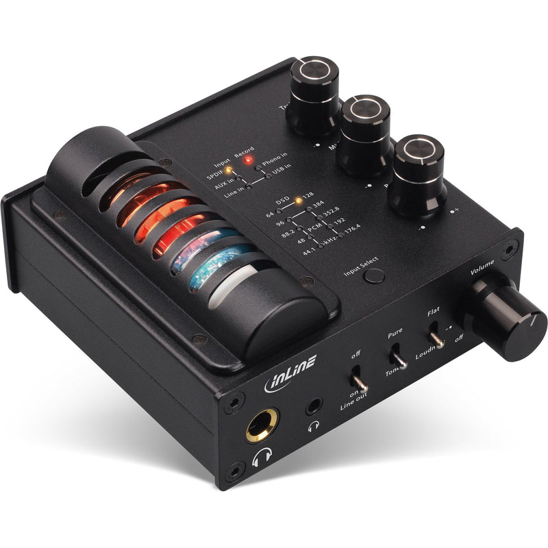 Inline® Ampusb-eq, Hi-res Audio Hifi Dsd USB Audio Dac, Headphone Vacuum Tube Amplifier And Equalizer
