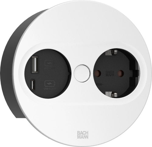 Bachmann Twist 2 1XCEE7/3 1x USB a/C 22W 2,0M Aeh RAL9005 30GE Rund — image 1