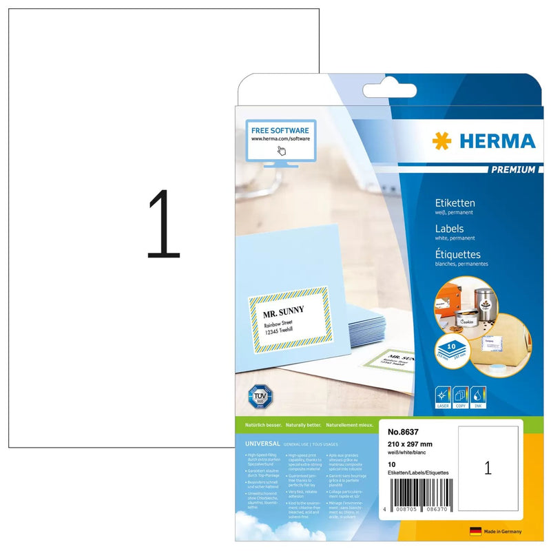 Herma Labels Premium A4 White 210X297 Mm Paper 10 Units