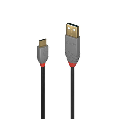 Lindy 36887 USB Cable 2M USB 2.0 USB a USB C Black Grey — image 1