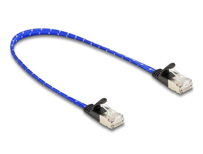 Delock RJ45 Network Cable Flat Trenzado CAT.6A U/FTP 0,3M Blue — image 1