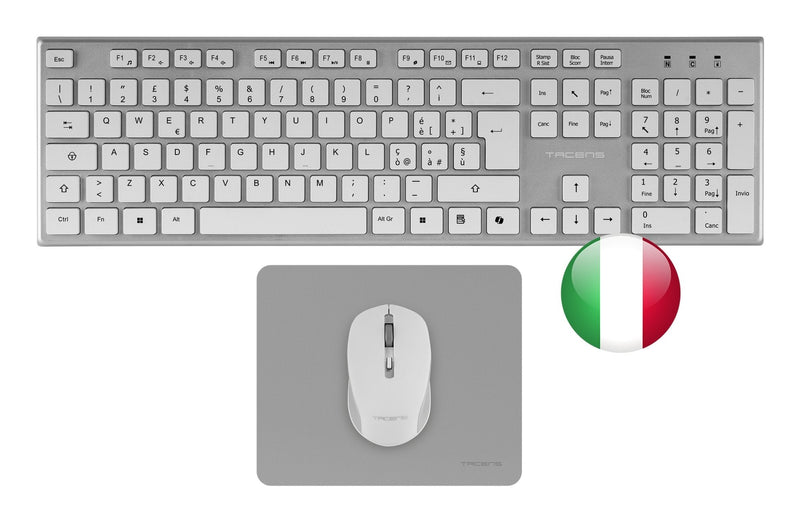 Tacens Zenith Combo Pack Inalabrico Keyboard Complete + Mouse And Mouse Pad - Disposicion Italiana QWERTY It -