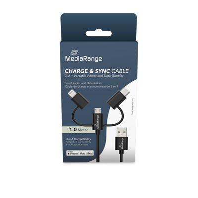 Mediarange 3-IN-1 Cable Micro Usb, USB-C And Lightning, Sw — image 1