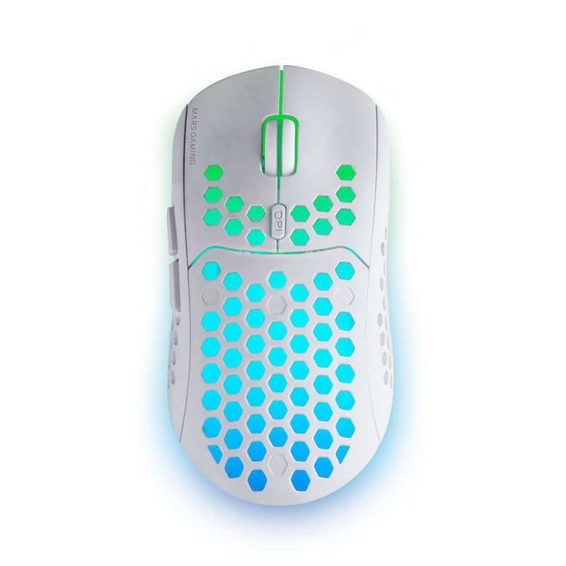 Mars Gaming Mouse Gaming Wireless MMW3W Battery Rechargeable Up To 3200 DPI White