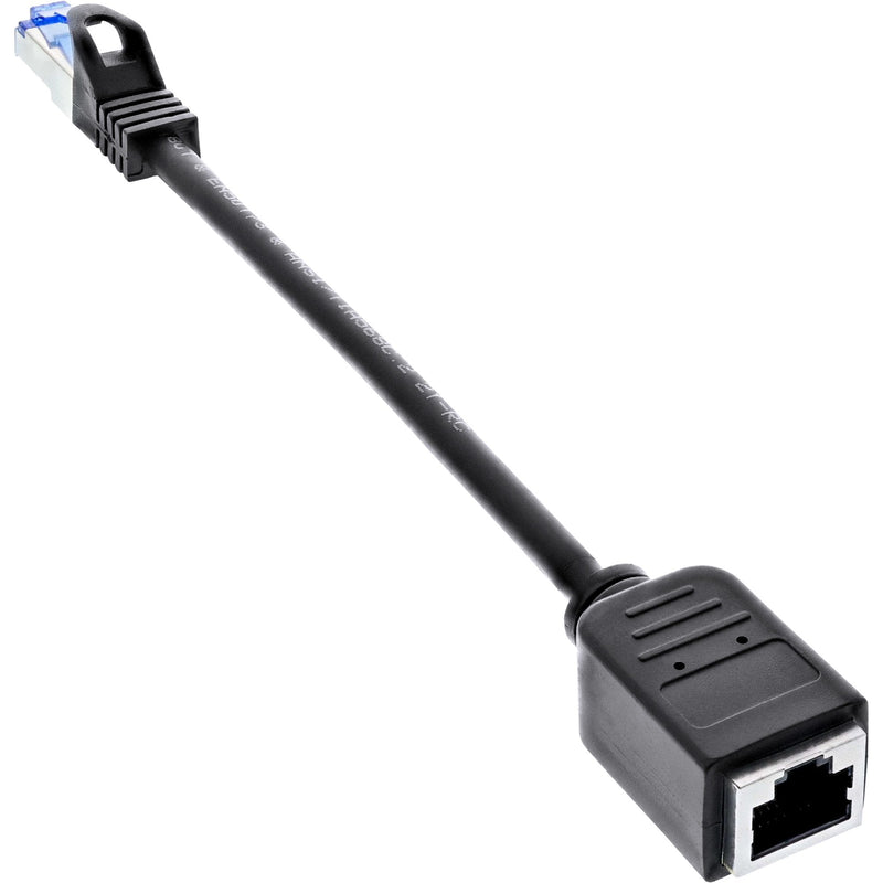 Inline Extensión Network Cable , Protector RJ45, S/FTP (pimf), CAT.6A, Libre Halógenos, Cobre, Black 0,2M