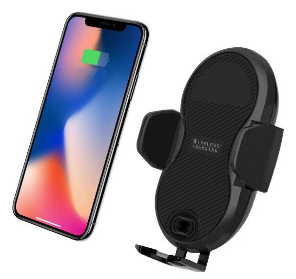 Techly 108781 Automatic Car Smartphone Holder With Wireless Induction Qi Charger 10W