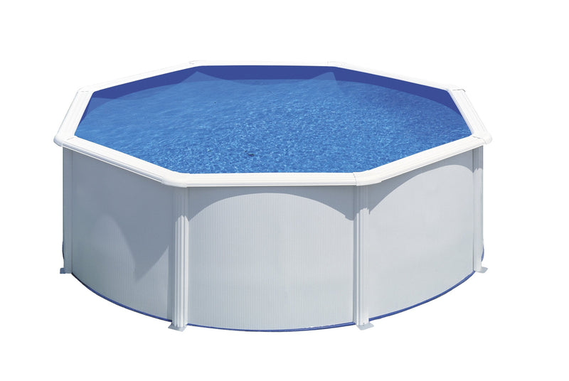 Pool With Wall Steel And Chapa White Redonda, With Depuradora, Ø350 X 120CM