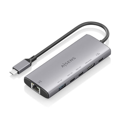 Aisens USB-C Dock 6 1, USB-C a 1x HDMI, 1x RJ45, 1x USB-A 10G, 2x USB-C 10G, 1x USB-C Pd, Grey 20CM — image 1