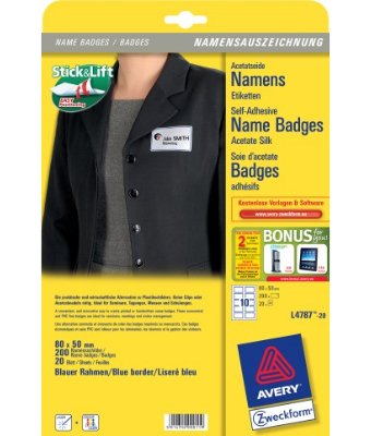 Avery Zweckform Labels Nombre L4787-20 White 80,0 X 50,0MM — image 1
