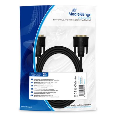 Mediarange DVI Cable Connection 2X Div (24 + 1-POLOS) 2M Black — image 1