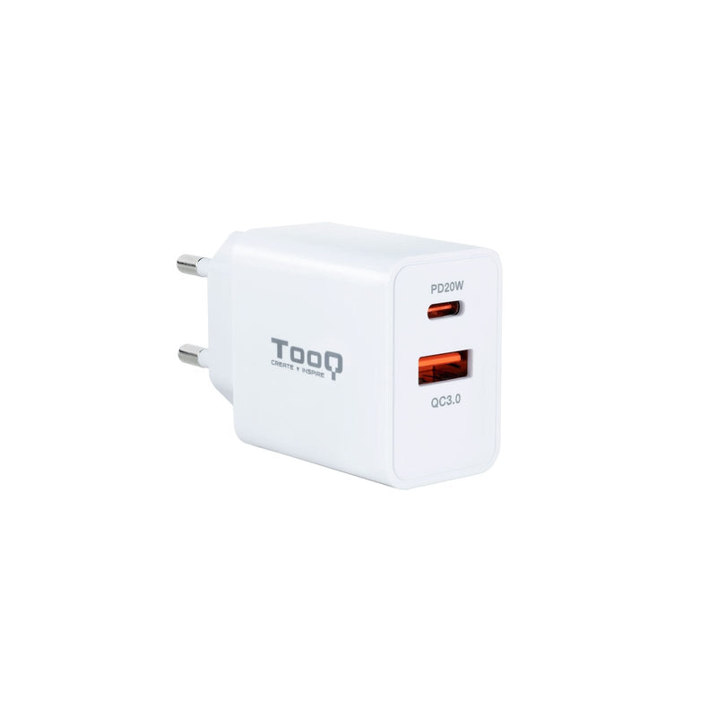 TooQ Wall Charger USB 3.0 18W, USB-C 20W - Charging Rapida - White