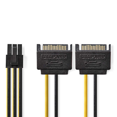 Nedis Internal Cable Power 2X SATA 15-POLIGER Connector Male Pci Express Connector Female Chapado Oro 0.20M Ne — image 1