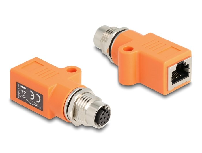 Delock M12 Adapter A-kodiert 8 Pin Connector Female a RJ45 Connector Female CAT.5E With Orificio Fijación Rect