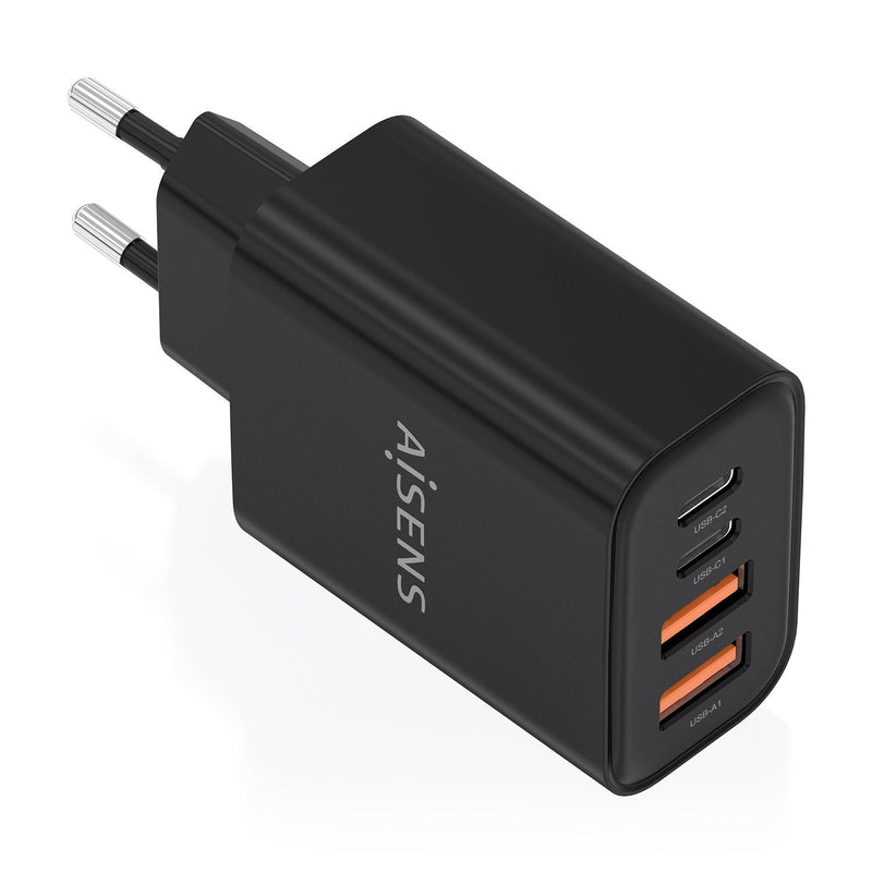 Aisens Charger GaN 32W, 2x USB-C PD 3.0, 2x USB-A, Black