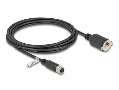 Delock M12 Cable D-kodiert 4 Pin Female a RJ45 Female CAT.5E FTP 3M Black — image 1