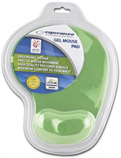 Esperanza Mouse Pad With Wrist Rest Gel EA137G 230 X 190 X 20MM Green Blister — image 1
