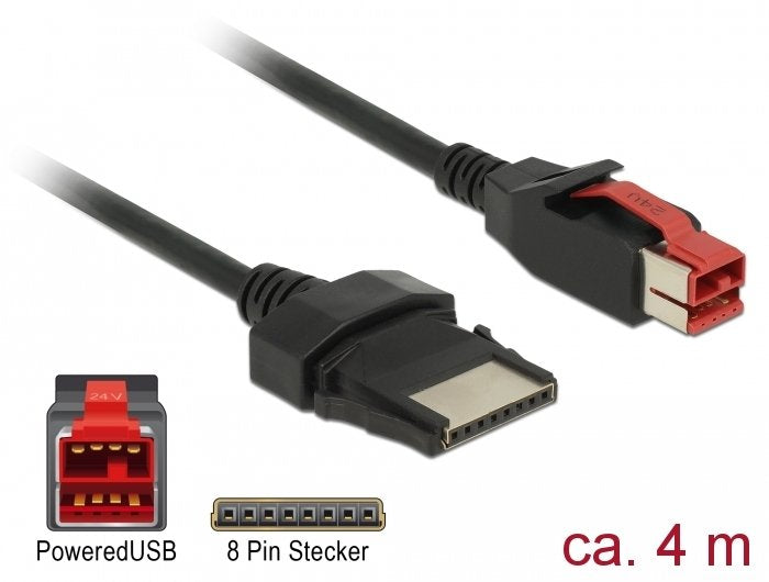 Delock Poweredusb Cable Connector Male 24V 8 Pin Connector Male 4M Pos Printer And Terminals