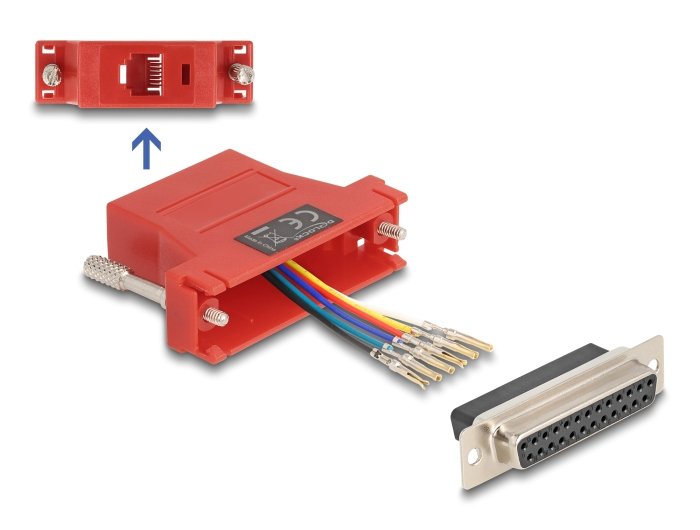 Delock D-sub 25 Pin Connector Female a RJ12 Connector Female Kit Assembly Red