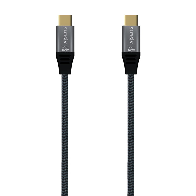 Aisens USB Cable 3.2 GEN2X2 Aluminium 20Gbps 5A 100W E-mark - USB-C Male -usb-c/M - 2M - Grey