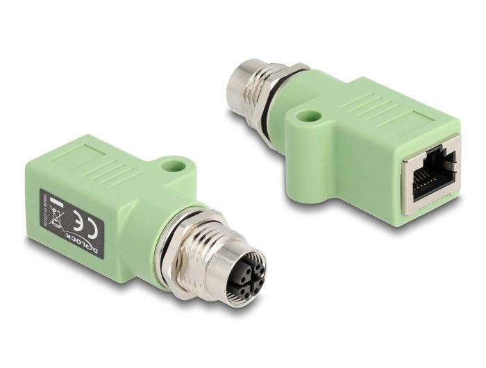 Delock M12 Adapter X-kodiert 8 Pin Connector Female a RJ45 Connector Female CAT.5E With Orificio Fijación Rect