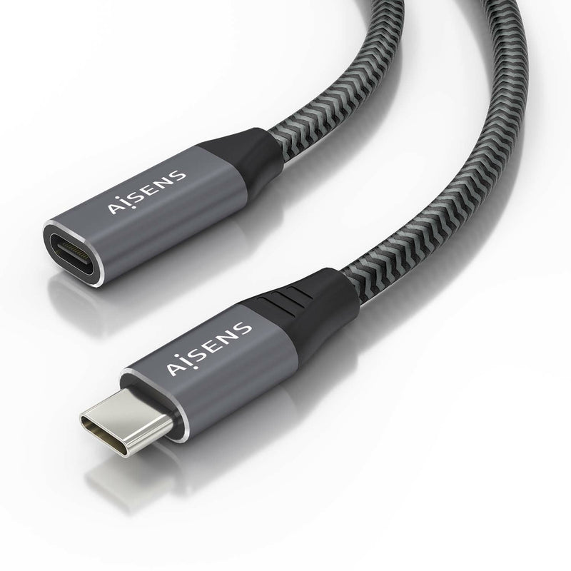 Aisens USB Cable 3.2 GEN2X2 Aluminium 20Gbps 8K@30HZ 5A 100W - Type USB-C/M-usb-c/H - 1.50M - Grey