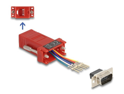 Delock D-sub 9 Pin Connector Male a RJ12 Connector Female Kit Assembly Red — image 1