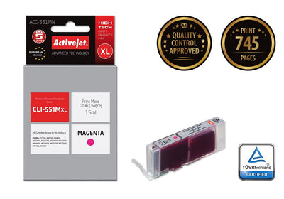Activejet Ink ACC-551MN (reemplazo Canon CLI-551M - Supreme - 15ML - Magenta — image 1