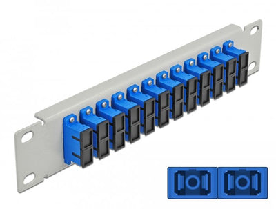 Delock 10 Patch Panel Fibre Optic 12 Ports Sc Duplex Blue 1 U Grey — image 1