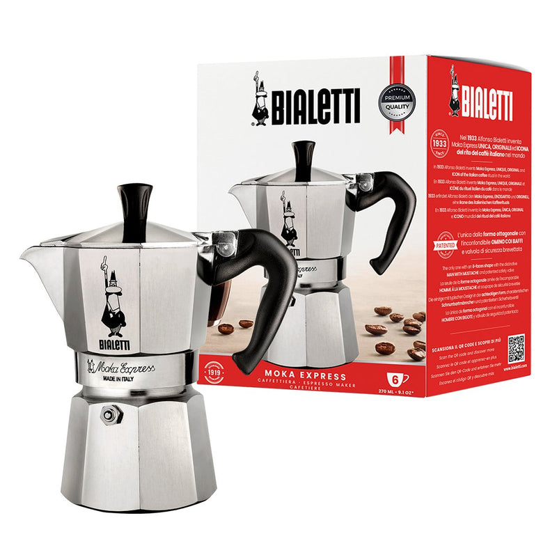 Bialetti Coffee Machine Italiana Moka Express 6 Cups Inox
