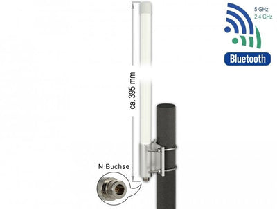 Delock WLAN Double Band AC / Ax / a / B / G / N Antenna N 6.2 - 8.0 dBi 39.5CM — image 1