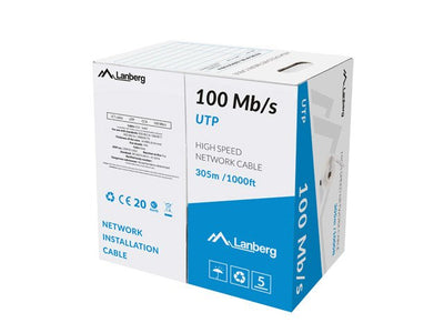 Lanberg Bobina Cable RJ45 CAT.5E UTP AWG24 305M Grey LCU5-10CC-0305-S — image 1