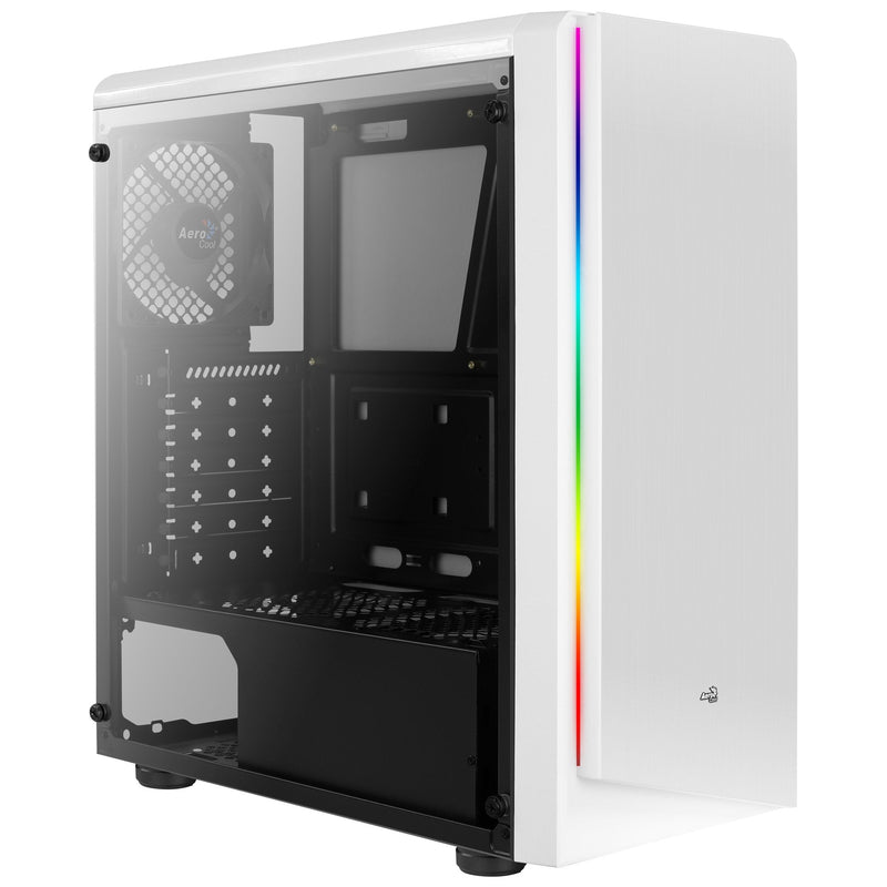 Aerocool PC Case Rift White Iluminacion RGB USB 3.0 Card Reader Design Double Camera Window Side Total Without
