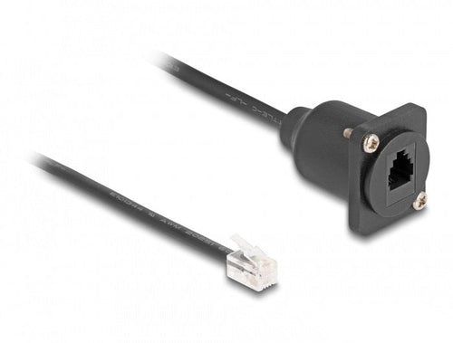 Delock D Type RJ10 Cable Connector Male a Female Black 30CM — image 1