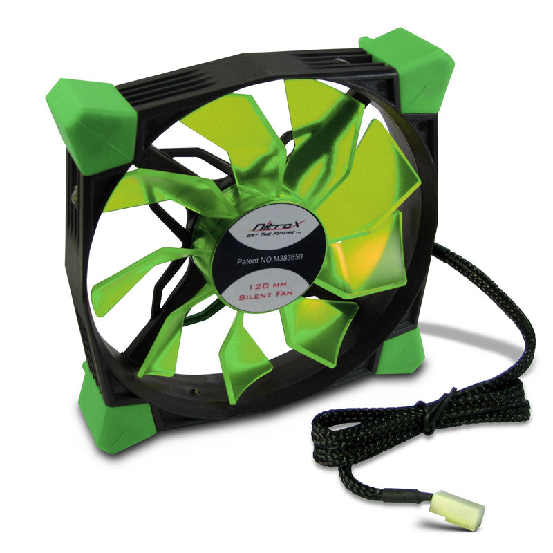 Inter-tech Cobanitrox N-120-GR Housing Computer Fan 12CM Black Green Black/Green Fan 12CM, 1200 Rpm, 19