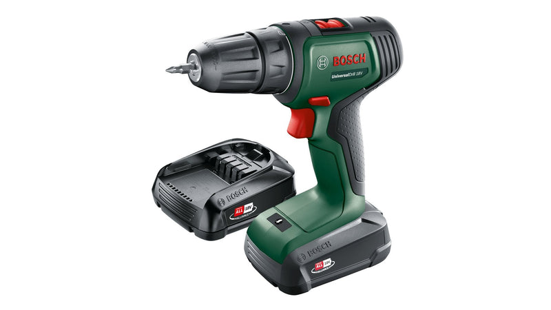 Bosch Drill Wireless Universaldrill 18V Green/Black 2X Battery Li-ion 1,5AH, Case Power For All Alliance 06039