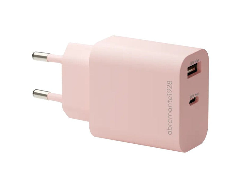 DBRAMANTE1928 Re-charge Power Adapter 20 Watts 2 Connectors Output (usb-c Usb) Pink Europa